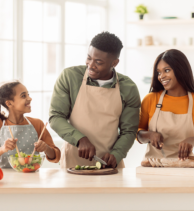 Family cooking together